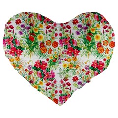 Summer Flowers Pattern Large 19  Premium Heart Shape Cushions by goljakoff