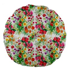 Summer flowers pattern Large 18  Premium Flano Round Cushions