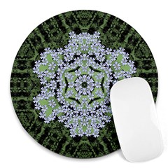 Calm In The Flower Forest Of Tranquility Ornate Mandala Round Mousepads by pepitasart