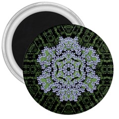 Calm In The Flower Forest Of Tranquility Ornate Mandala 3  Magnets by pepitasart