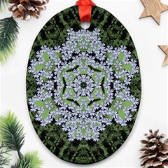 Calm In The Flower Forest Of Tranquility Ornate Mandala Ornament (oval) by pepitasart