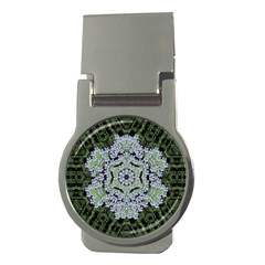 Calm In The Flower Forest Of Tranquility Ornate Mandala Money Clips (round)  by pepitasart