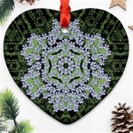 Calm In The Flower Forest Of Tranquility Ornate Mandala Heart Ornament (Two Sides) Back