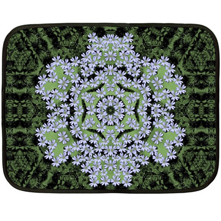 Calm In The Flower Forest Of Tranquility Ornate Mandala Fleece Blanket (Mini)