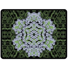 Calm In The Flower Forest Of Tranquility Ornate Mandala Fleece Blanket (large)  by pepitasart