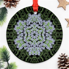 Calm In The Flower Forest Of Tranquility Ornate Mandala Ornament (round) by pepitasart