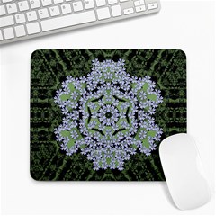 Calm In The Flower Forest Of Tranquility Ornate Mandala Large Mousepads by pepitasart