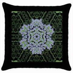 Calm In The Flower Forest Of Tranquility Ornate Mandala Throw Pillow Case (black) by pepitasart