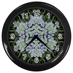 Calm In The Flower Forest Of Tranquility Ornate Mandala Wall Clock (black) by pepitasart