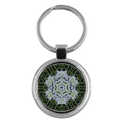 Calm In The Flower Forest Of Tranquility Ornate Mandala Key Chain (round) by pepitasart