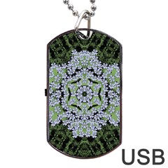 Calm In The Flower Forest Of Tranquility Ornate Mandala Dog Tag Usb Flash (one Side) by pepitasart