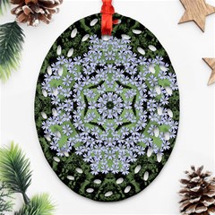 Calm In The Flower Forest Of Tranquility Ornate Mandala Oval Filigree Ornament (two Sides) by pepitasart