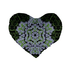 Calm In The Flower Forest Of Tranquility Ornate Mandala Standard 16  Premium Heart Shape Cushions by pepitasart