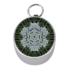 Calm In The Flower Forest Of Tranquility Ornate Mandala Mini Silver Compasses by pepitasart