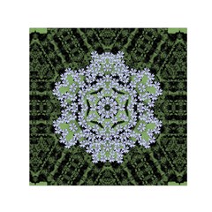 Calm In The Flower Forest Of Tranquility Ornate Mandala Small Satin Scarf (square) by pepitasart