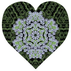 Calm In The Flower Forest Of Tranquility Ornate Mandala Wooden Puzzle Heart by pepitasart