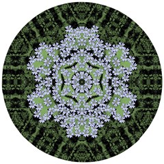 Calm In The Flower Forest Of Tranquility Ornate Mandala Wooden Puzzle Round by pepitasart