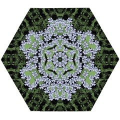 Calm In The Flower Forest Of Tranquility Ornate Mandala Wooden Puzzle Hexagon by pepitasart