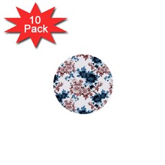 Blue And Rose Flowers 1  Mini Buttons (10 Pack)  by goljakoff