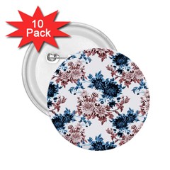 Blue And Rose Flowers 2 25  Buttons (10 Pack)  by goljakoff