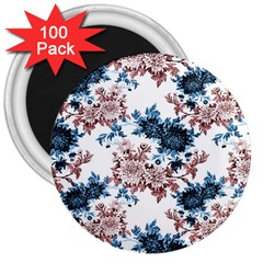 Blue And Rose Flowers 3  Magnets (100 Pack) by goljakoff