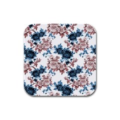 Blue And Rose Flowers Rubber Square Coaster (4 Pack)  by goljakoff