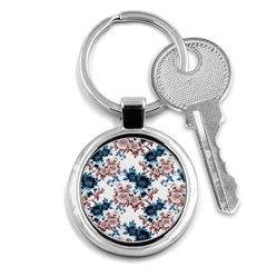 Blue And Rose Flowers Key Chain (round) by goljakoff