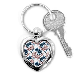 Blue And Rose Flowers Key Chain (heart) by goljakoff