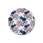 Blue and rose flowers Rubber Round Coaster (4 pack)  Front