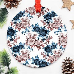 Blue And Rose Flowers Round Ornament (two Sides) by goljakoff