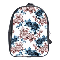 Blue And Rose Flowers School Bag (xl) by goljakoff