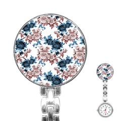 Blue And Rose Flowers Stainless Steel Nurses Watch by goljakoff