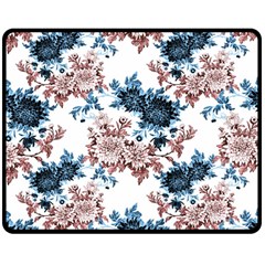 Blue And Rose Flowers Double Sided Fleece Blanket (medium)  by goljakoff