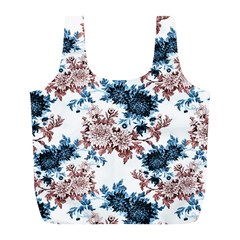 Blue And Rose Flowers Full Print Recycle Bag (l)