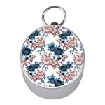 Blue and rose flowers Mini Silver Compasses Front