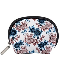 Blue And Rose Flowers Accessory Pouch (small) by goljakoff