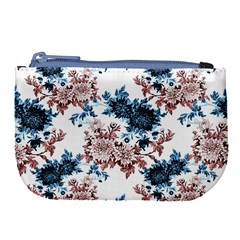 Blue And Rose Flowers Large Coin Purse by goljakoff