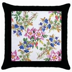 Garden Flowers Throw Pillow Case (black) by goljakoff