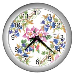 Garden Flowers Wall Clock (silver) by goljakoff