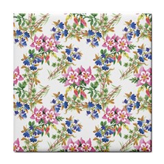 Garden Flowers Pattern Tile Coaster by goljakoff