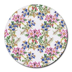 Garden Flowers Pattern Round Mousepads by goljakoff