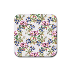 Garden Flowers Pattern Rubber Coaster (square)  by goljakoff