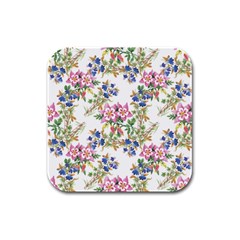 Garden Flowers Pattern Rubber Square Coaster (4 Pack)  by goljakoff