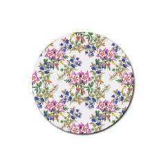 Garden Flowers Pattern Rubber Round Coaster (4 Pack)  by goljakoff