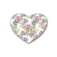 Garden Flowers Pattern Rubber Coaster (heart)  by goljakoff