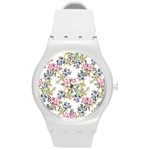 Garden flowers pattern Round Plastic Sport Watch (M) Front