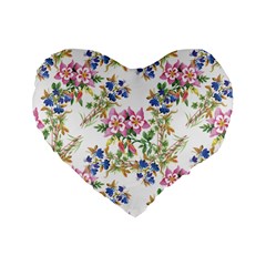 Garden Flowers Pattern Standard 16  Premium Heart Shape Cushions by goljakoff