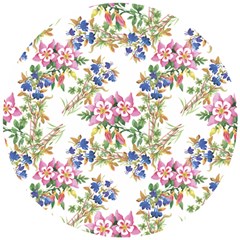 Garden Flowers Pattern Wooden Puzzle Round by goljakoff