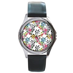 Summer Flowers Round Metal Watch by goljakoff