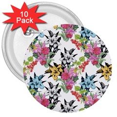 Summer Flowers 3  Buttons (10 Pack)  by goljakoff